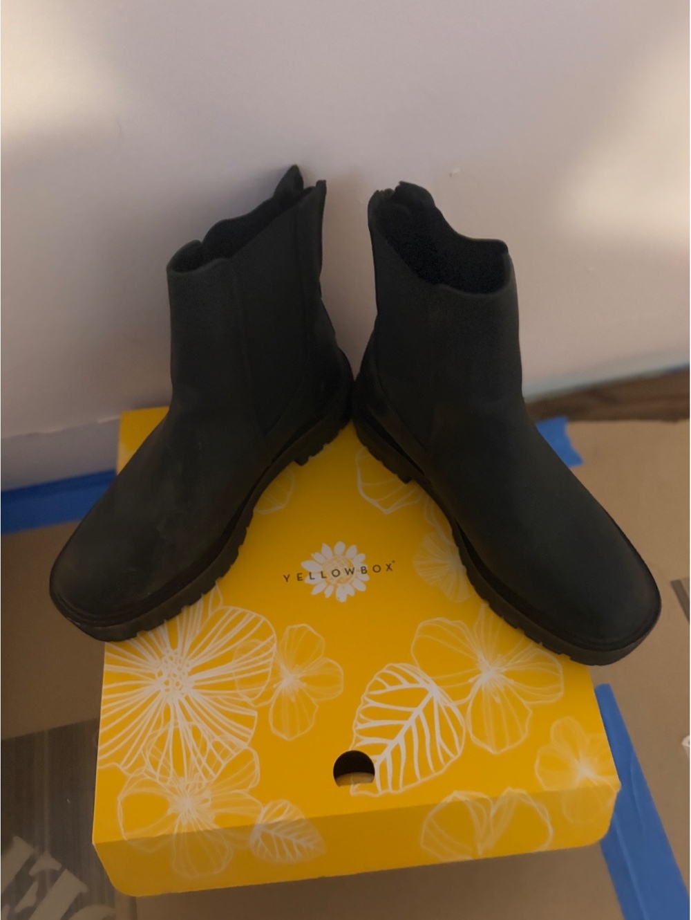 Yellow Box Black ankle boots